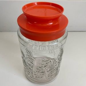 Vintage 1970s Anchor Hocking Canister Jar- Lillies Of The Valley- Coffee ~ 6.75"